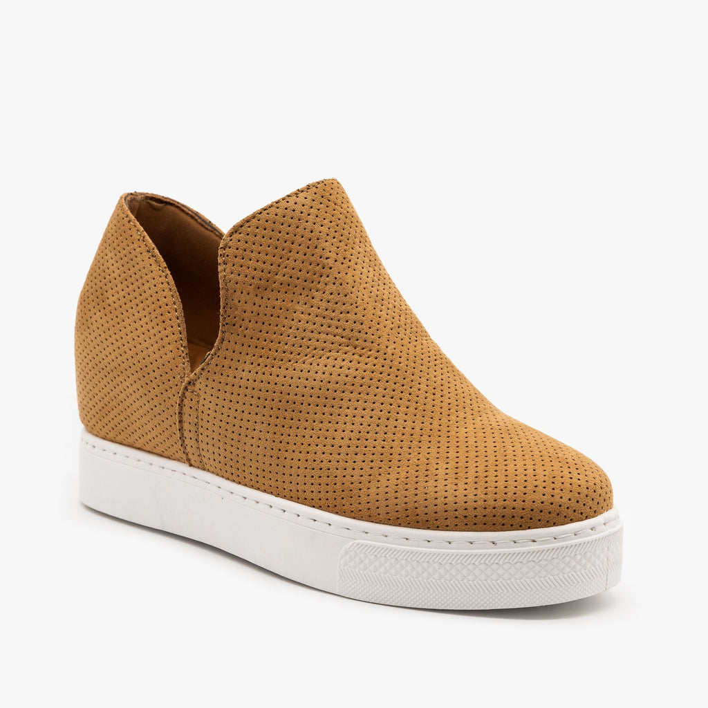 wedge sneakers tan