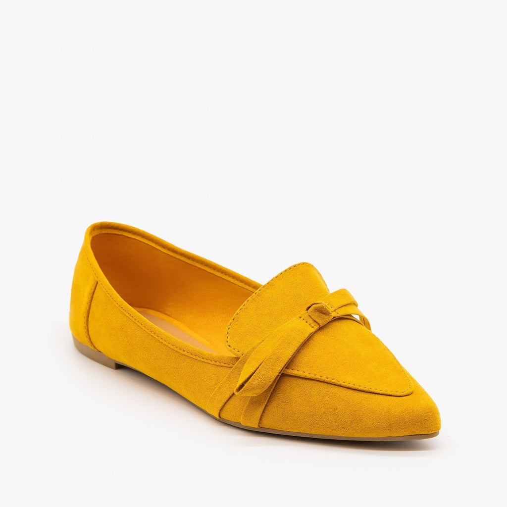 Pointed Bow Tie Loafers Bamboo Shoes 