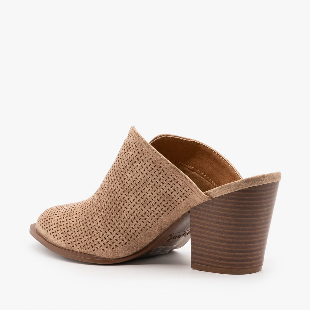 Pointed Toe Pinhole Mules - Qupid Shoes 