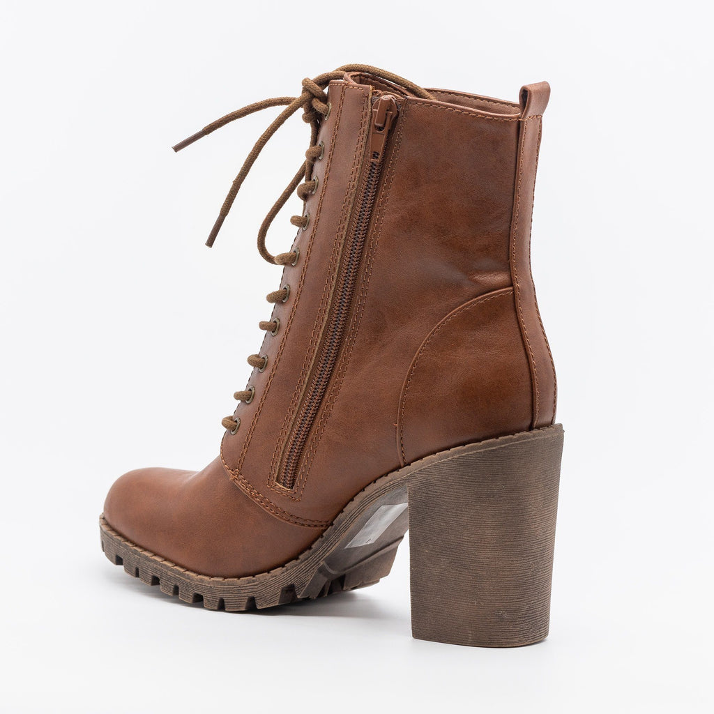 almond toe lace up boots