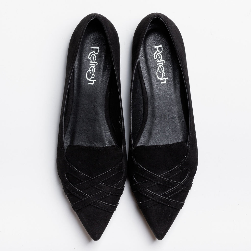 womens black pointed toe flats