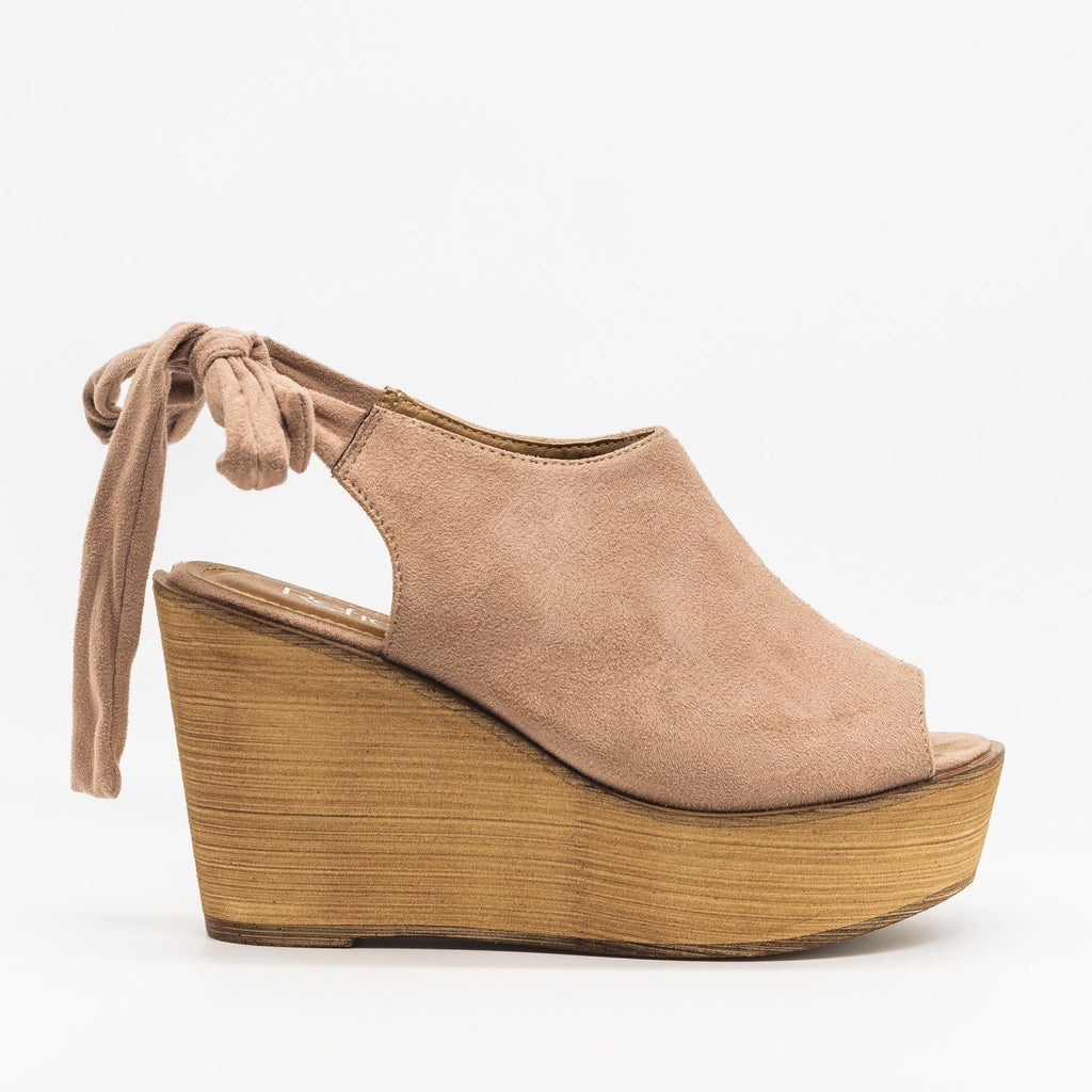 womens tie up wedges