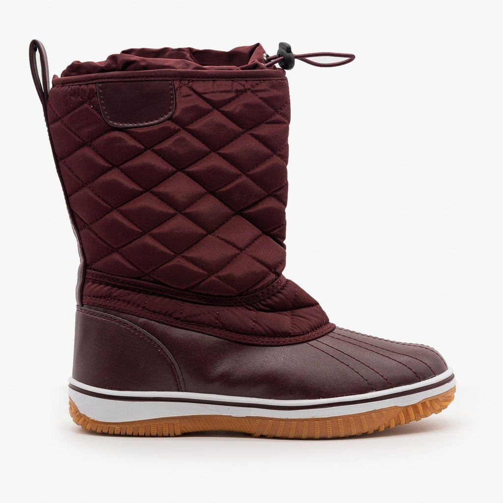 burgundy duck boots