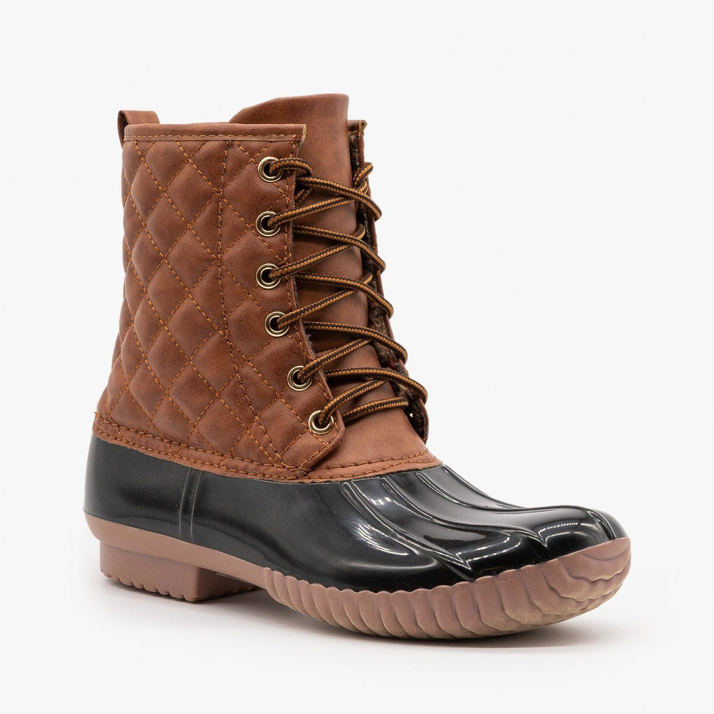 Quilted Faux Leather Duck Boots 