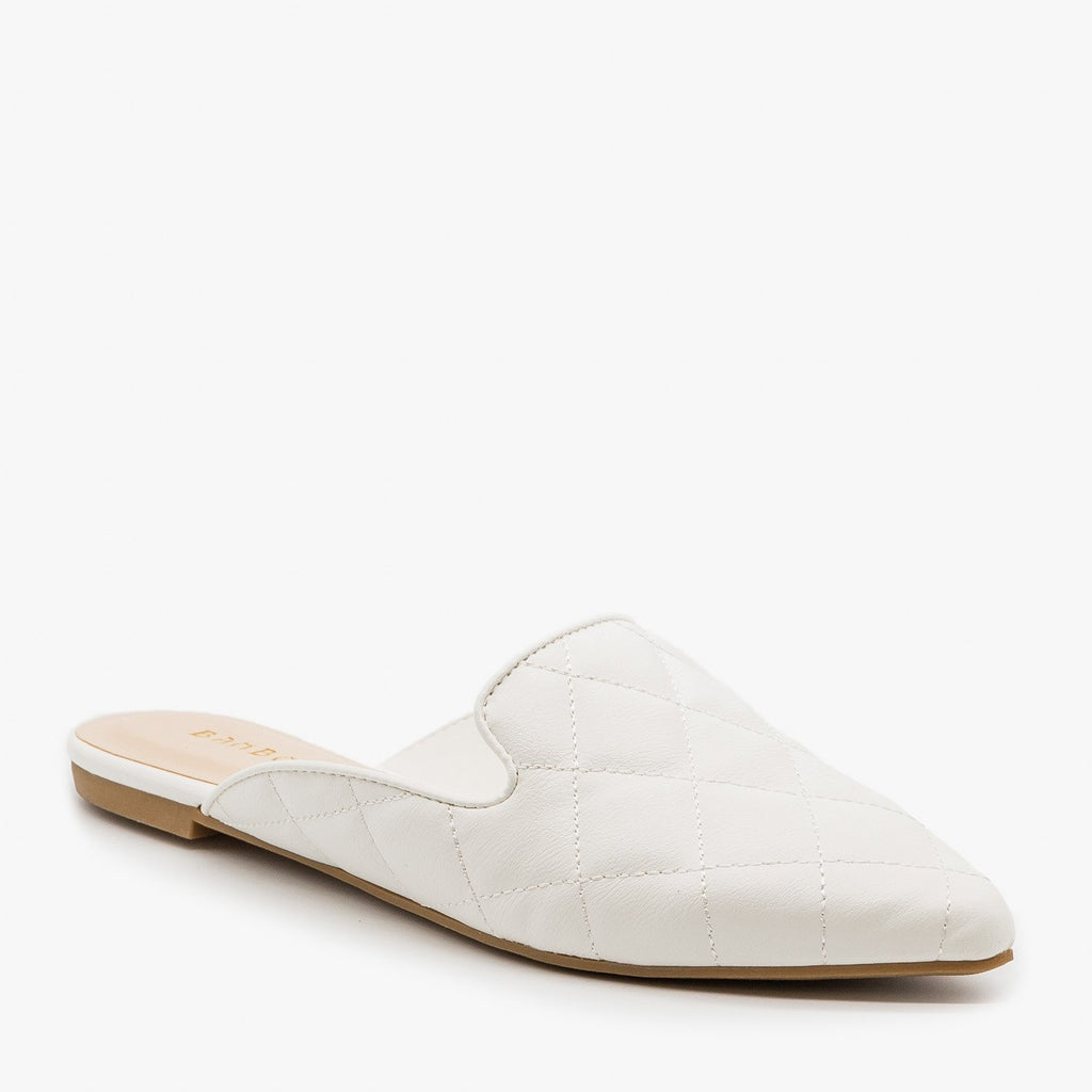 white pointed toe mules