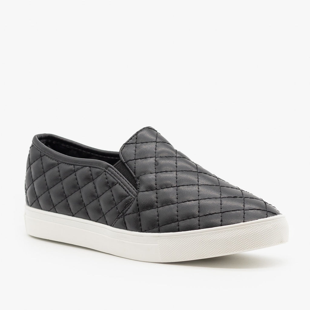 black quilted slip on