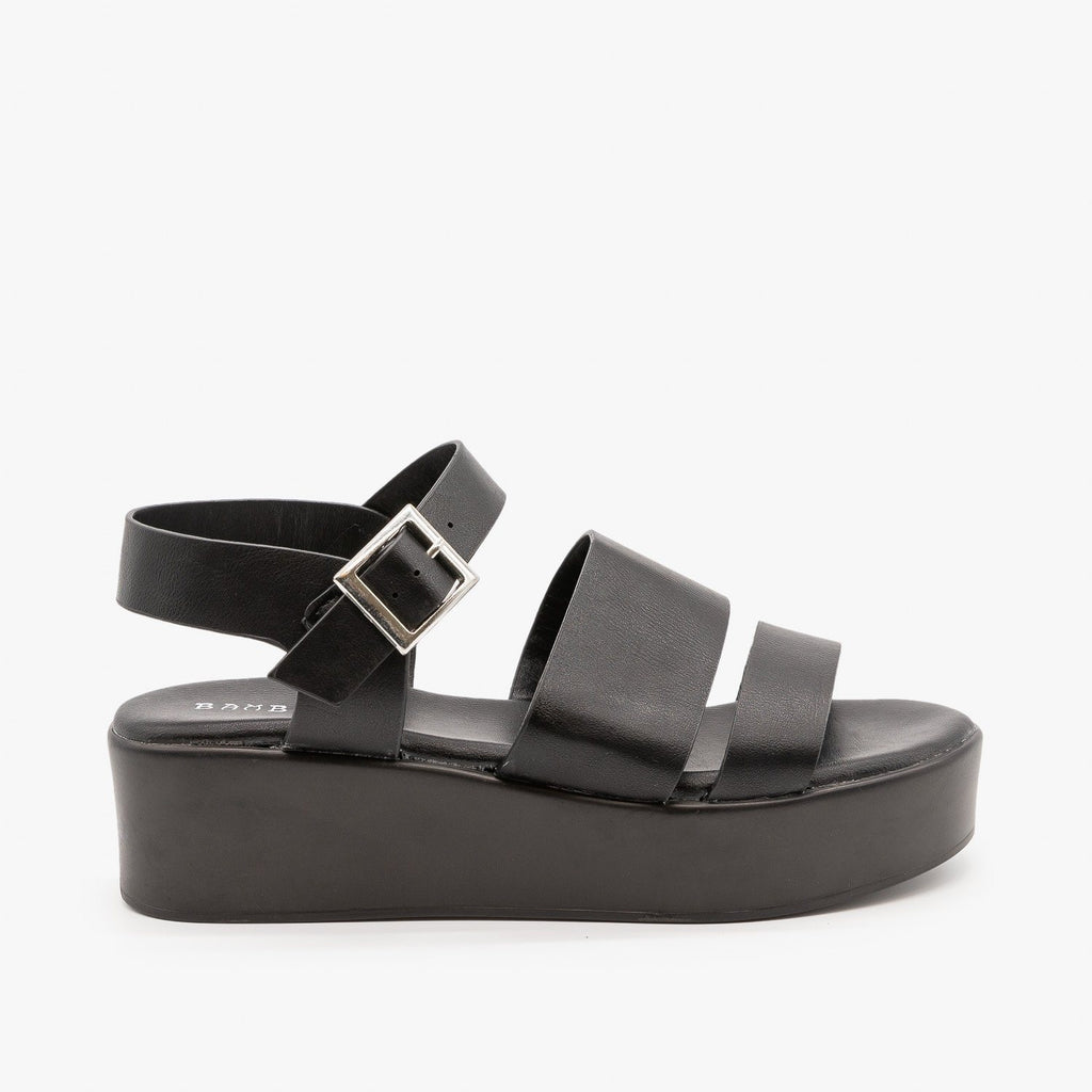 Retro Strappy Platform Wedge Sandals 