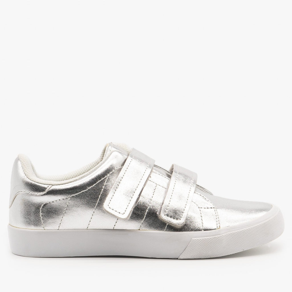 silver velcro sneakers