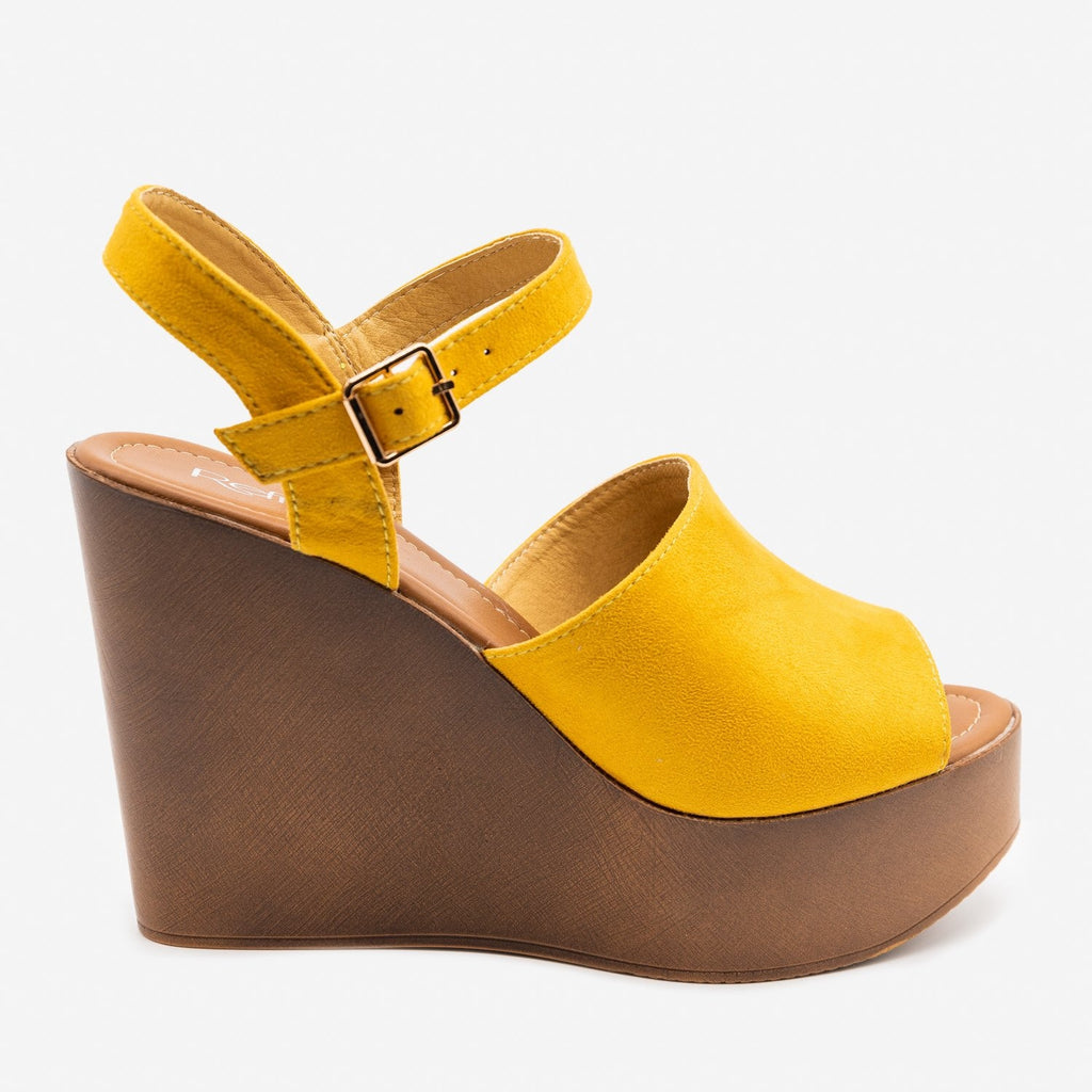 yellow suede wedges