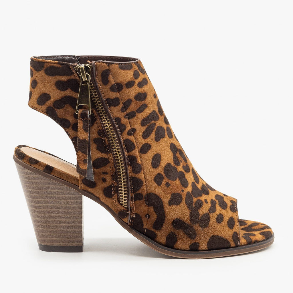 leopard peep toe booties