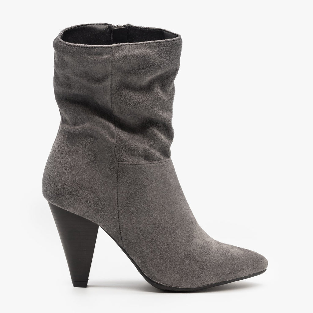 gray heeled boots
