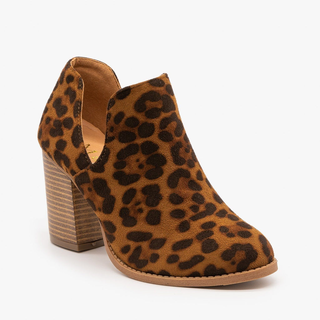 Side Cut Animal Print Booties - Mata 