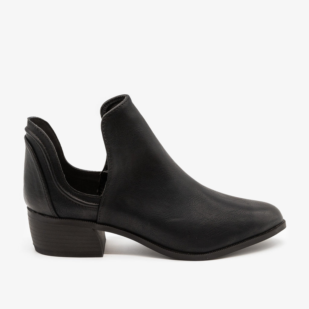 Side Cut-Out Ankle Booties - Qupid 