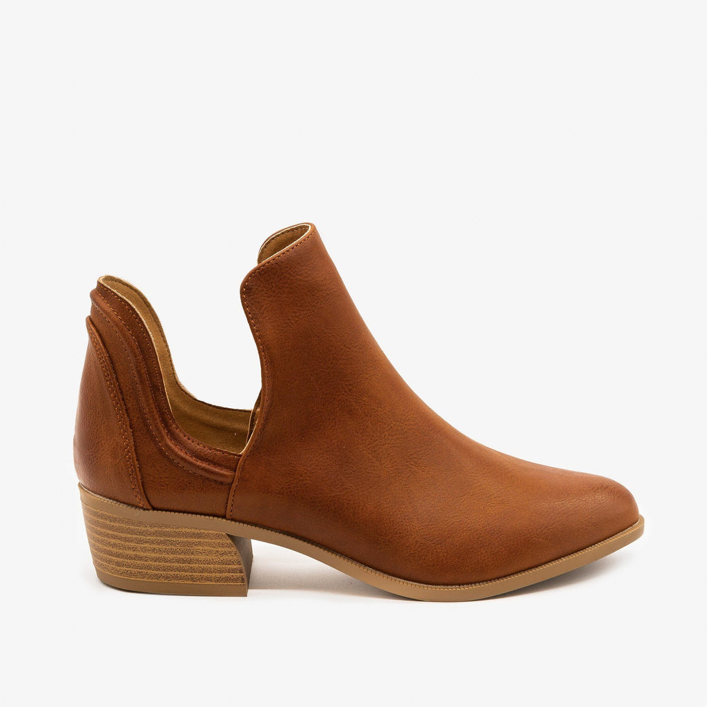 womens cognac booties