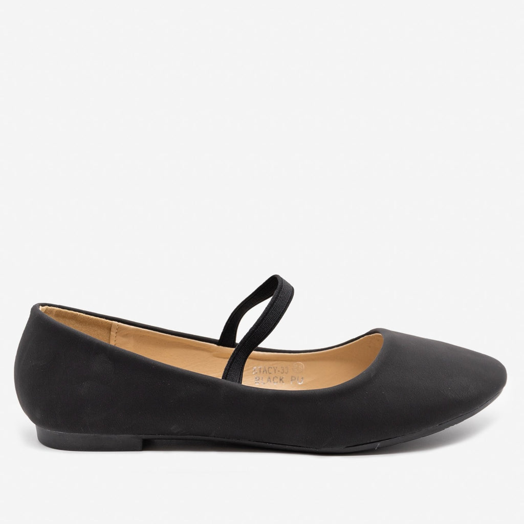 black flat shoes with strap