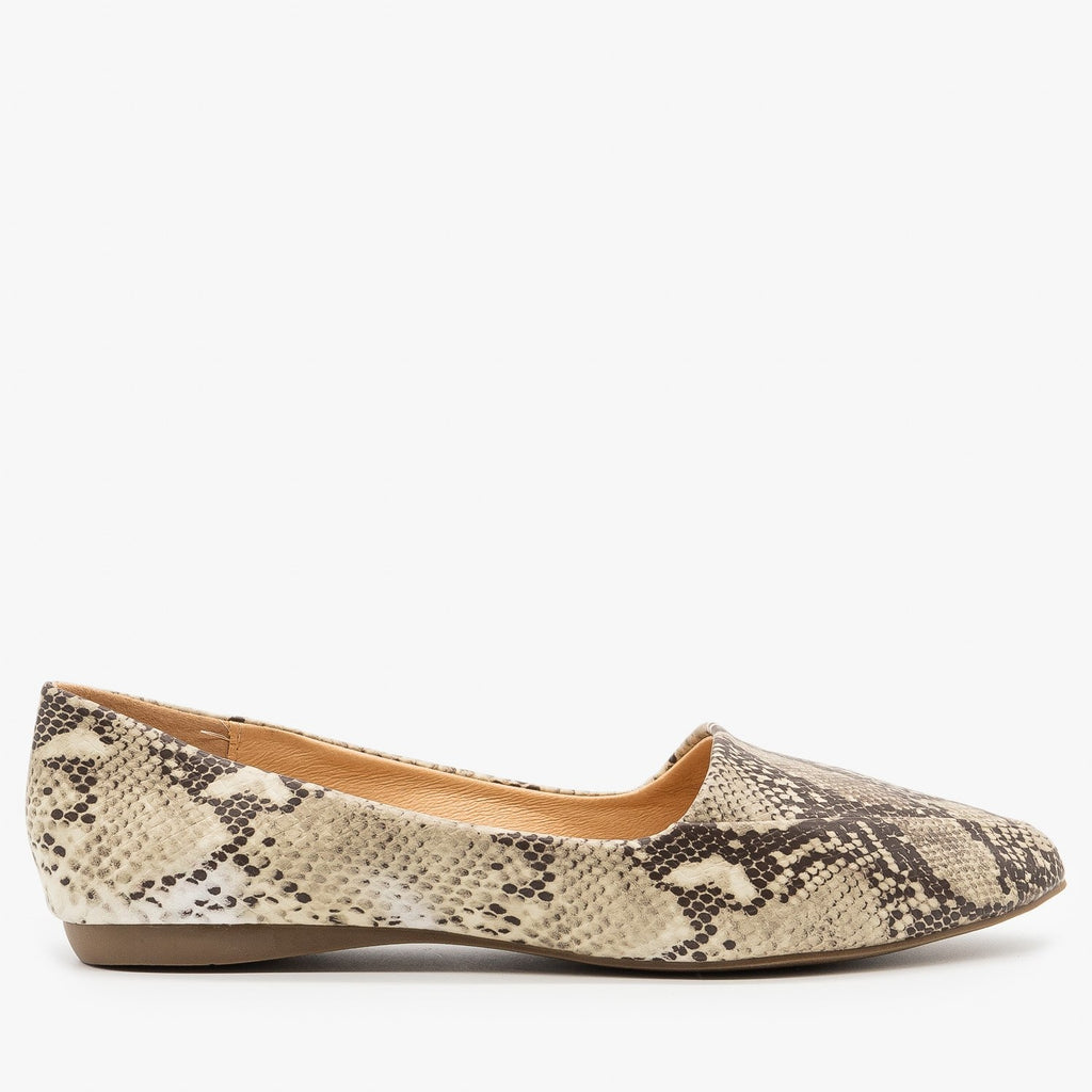 womens snake print loafers