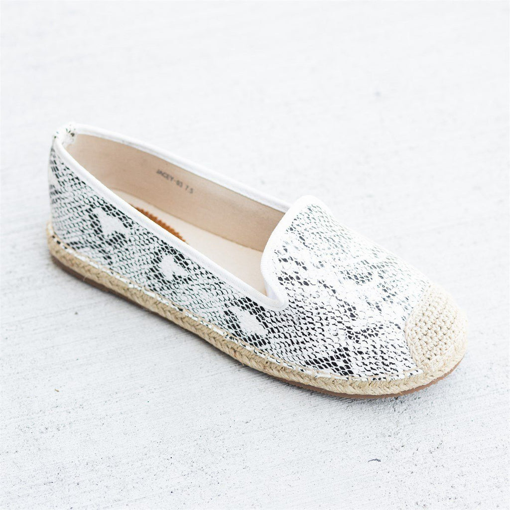 snake print slip on shoes