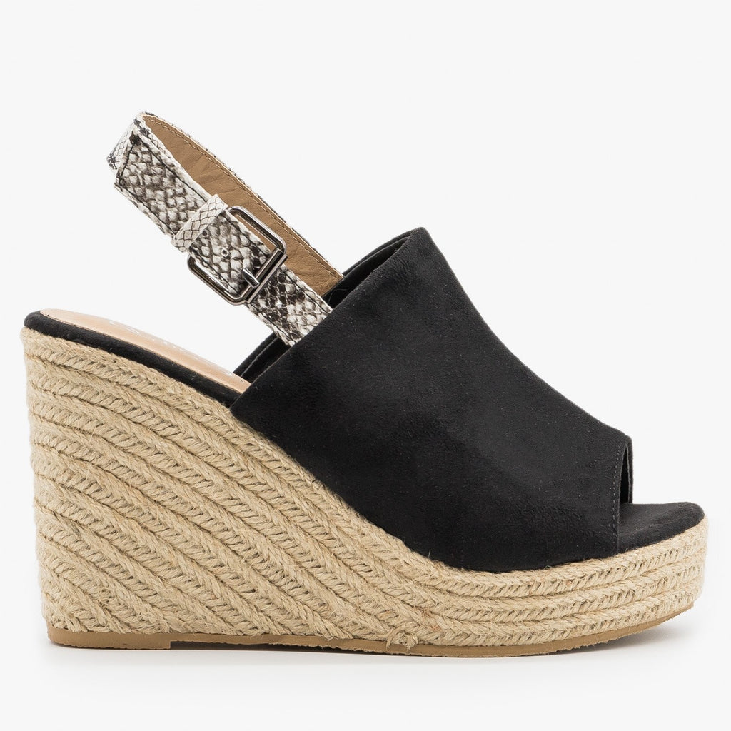 womens black espadrille wedges