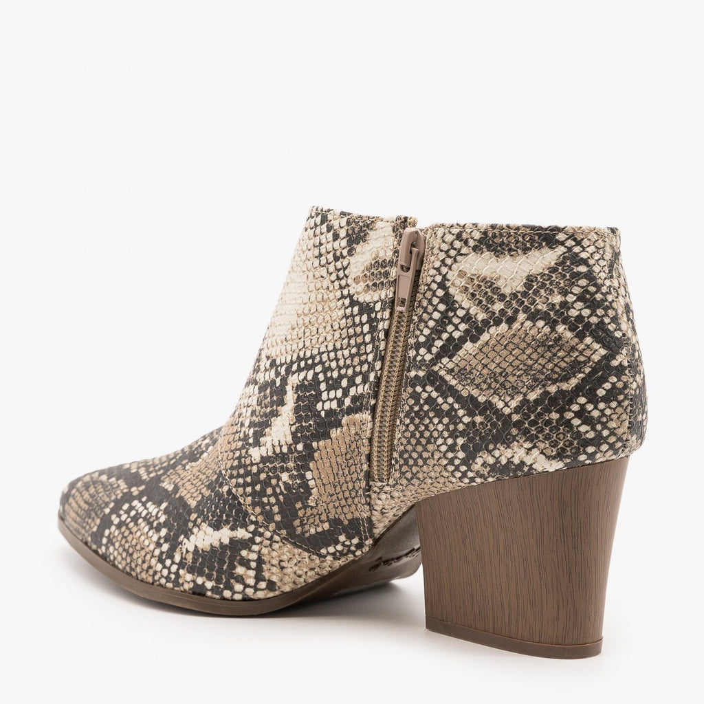 Snake Print Triangle Cut Out Ankle 