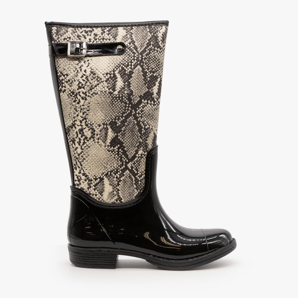 Snakeskin Rain Boots - Qupid Shoes 