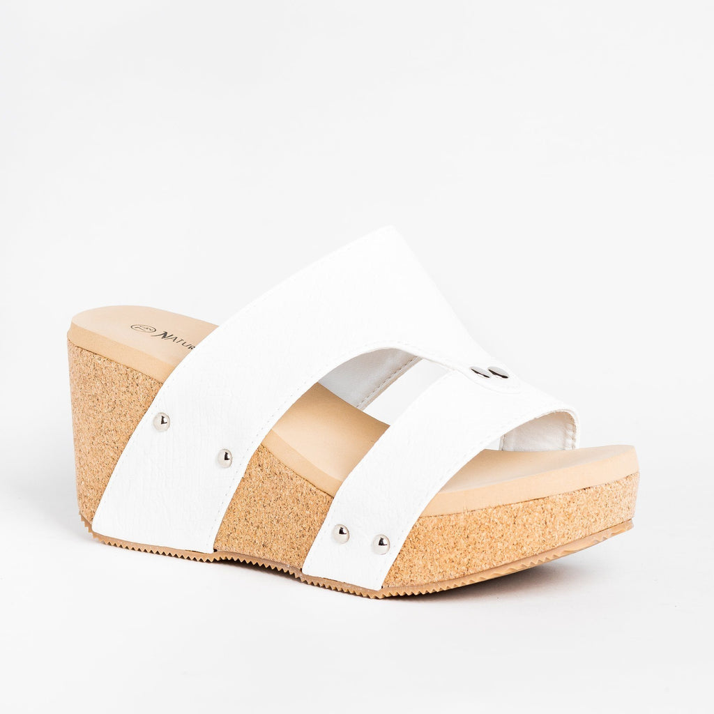 white slip on wedges