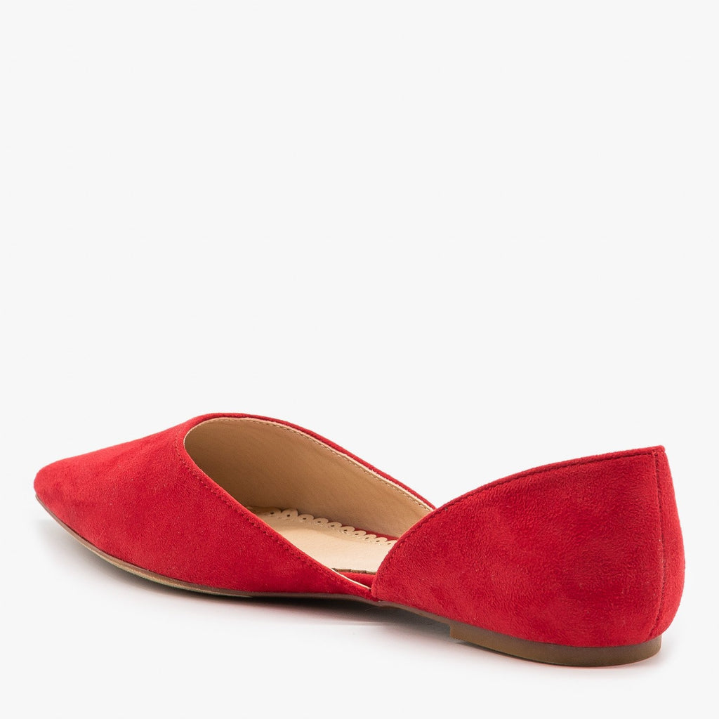 womens red suede flats