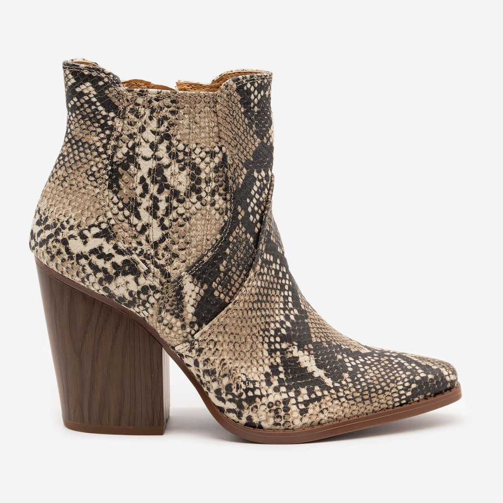 snake print boots for women