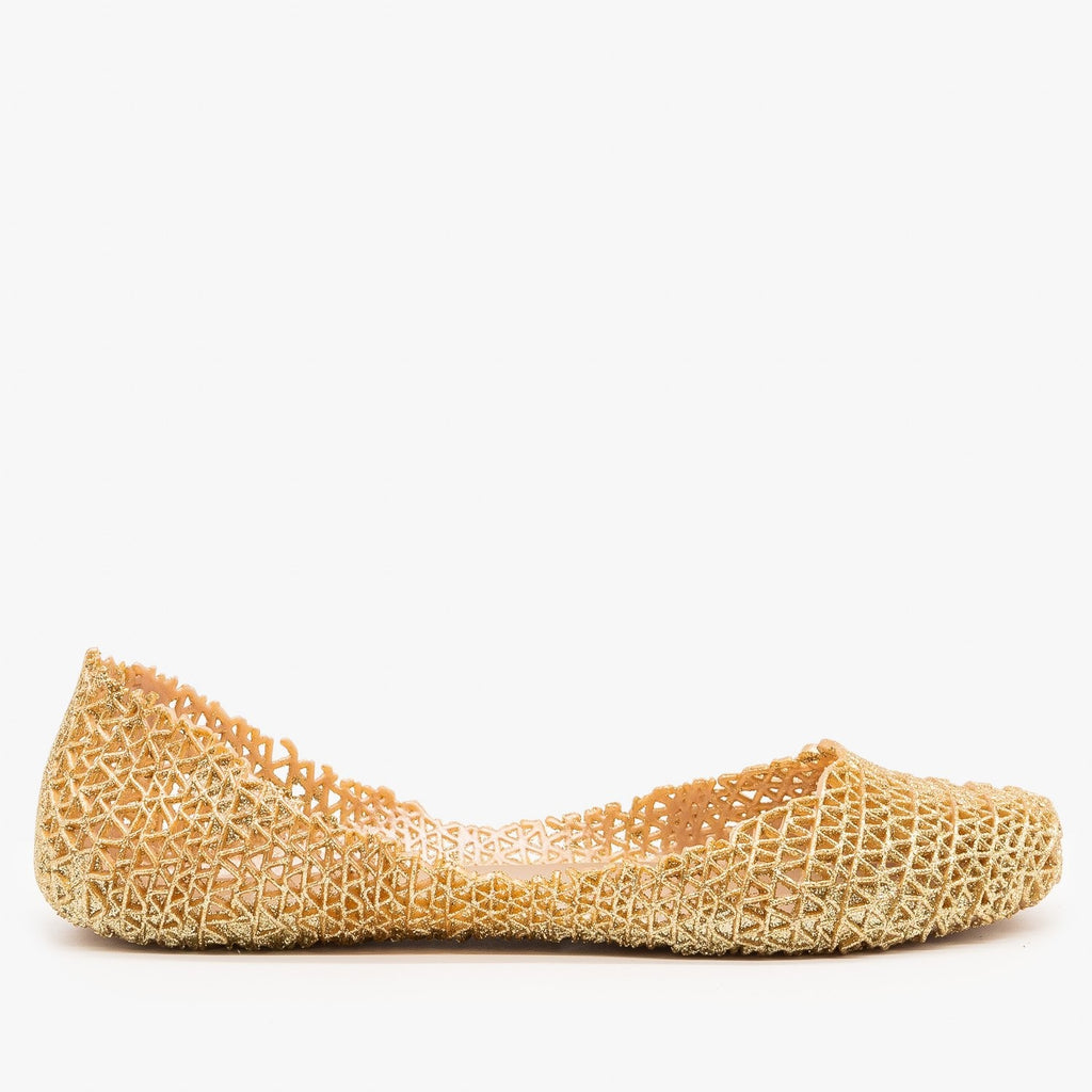 gold sparkly flats