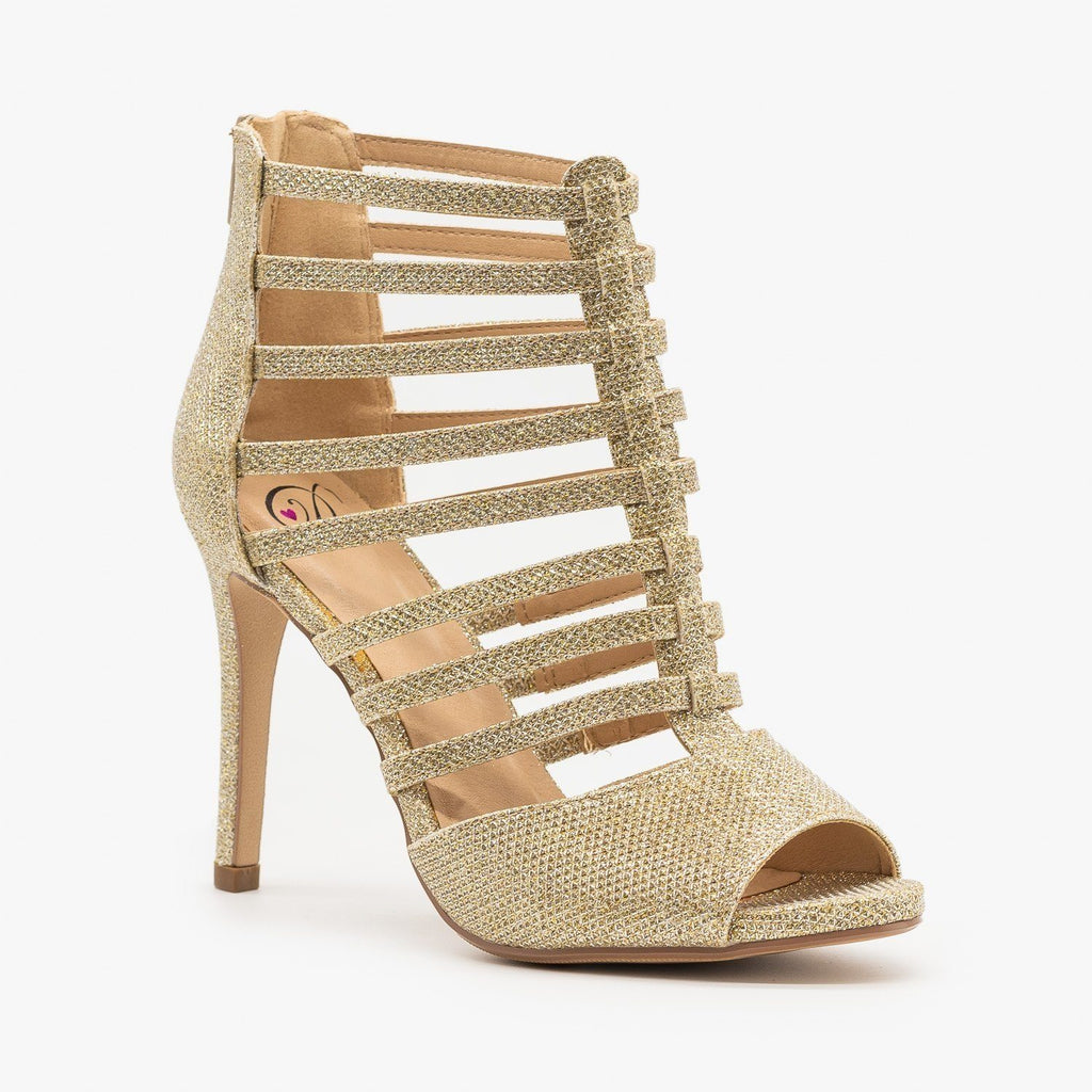 Sparkly Peep Toe Gladiator Heels 