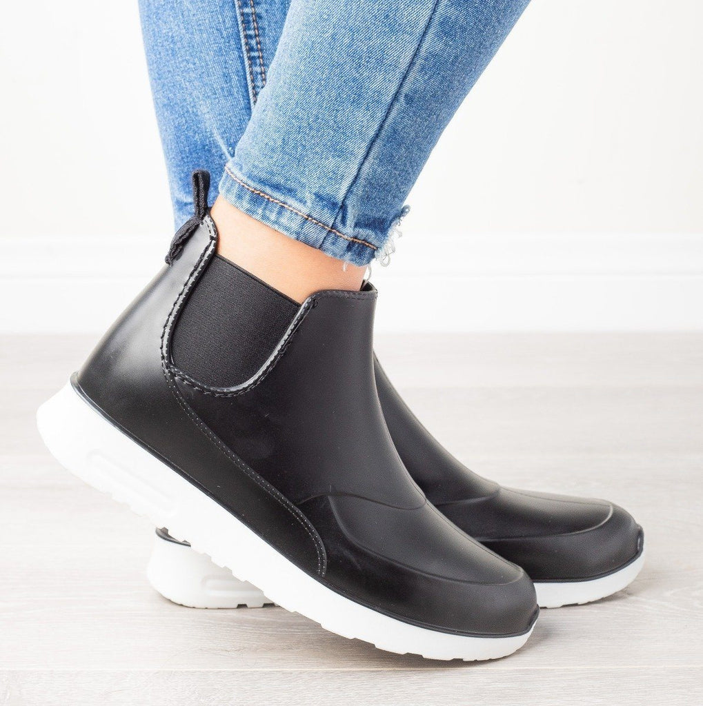 womens black ankle rain boots