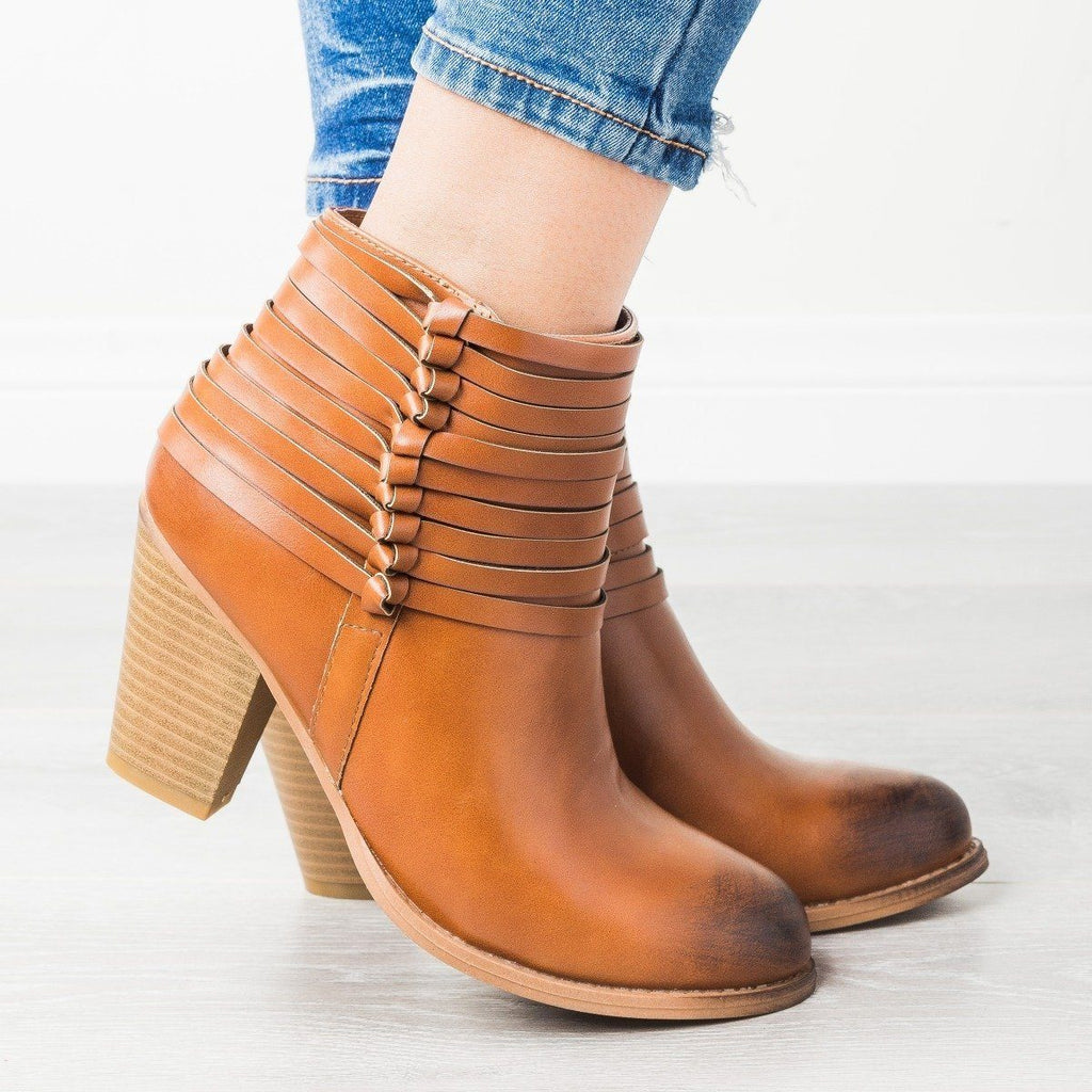 womens strappy booties