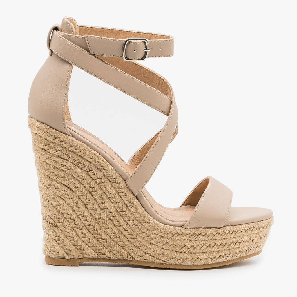 wrap around espadrille wedges