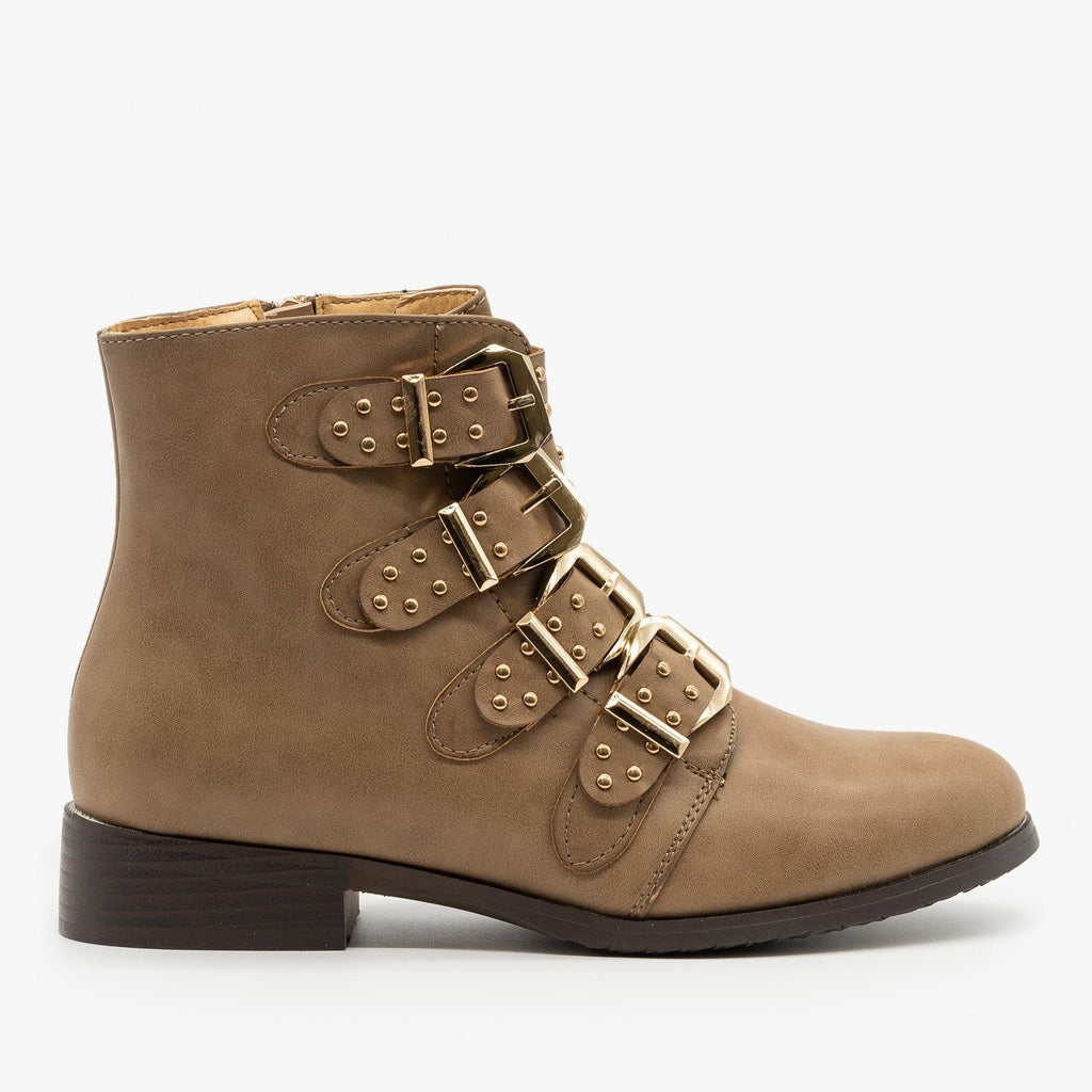 studded buckle boots womens