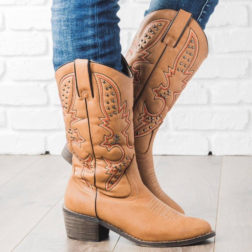 Studded Cowgirl Boots - Dollhouse Shoes 