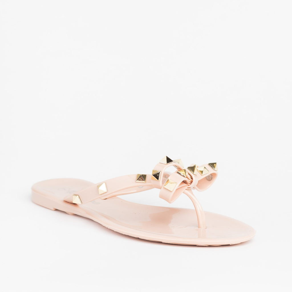 Studded Jelly Bow Tie Sandals - Weeboo 