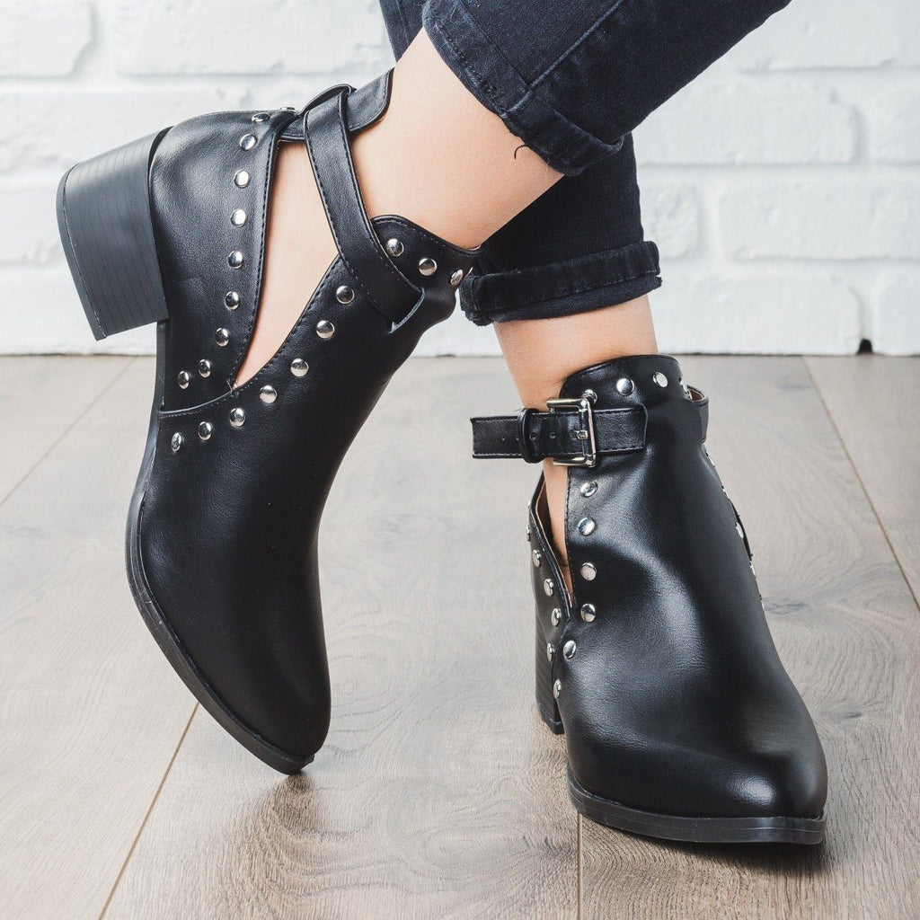 black booties with studs