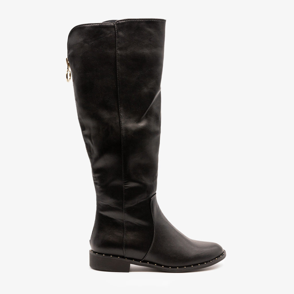 black leather and suede riding boots