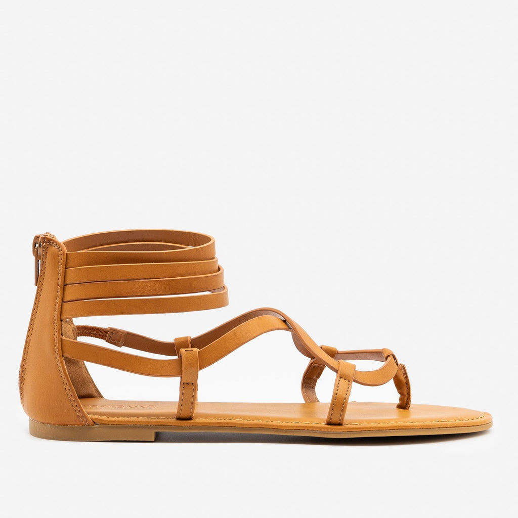 tan strappy flats