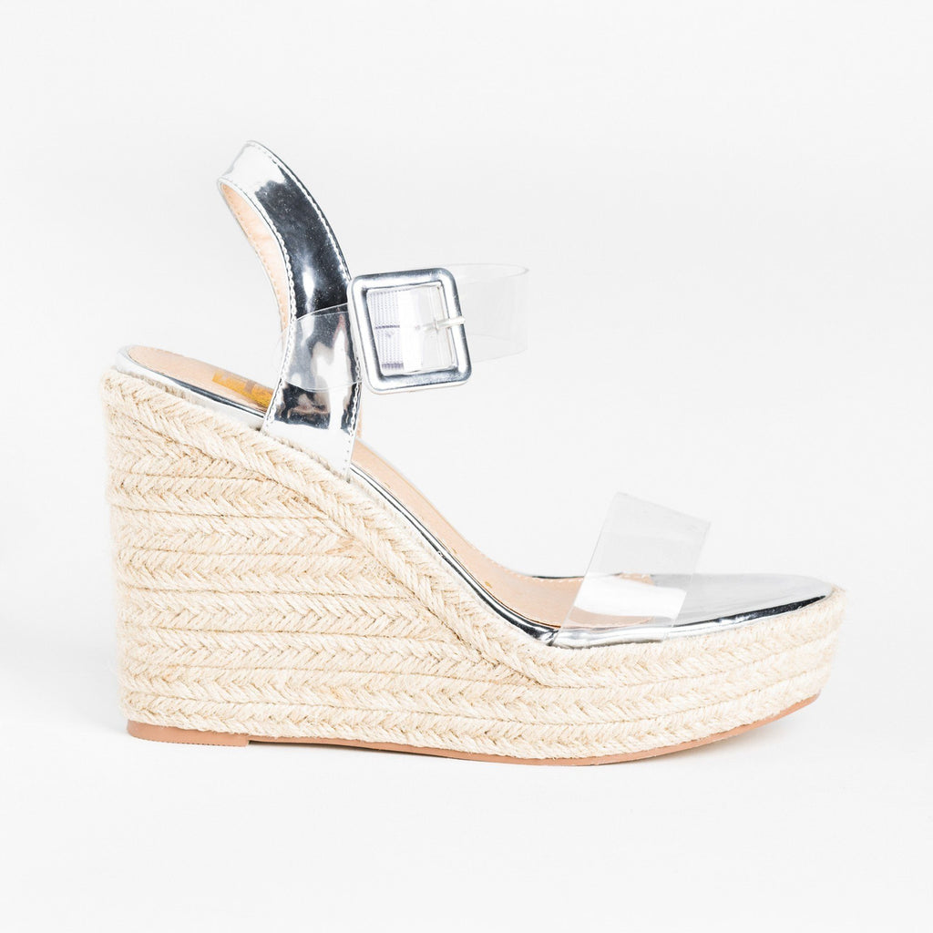 womens clear wedges