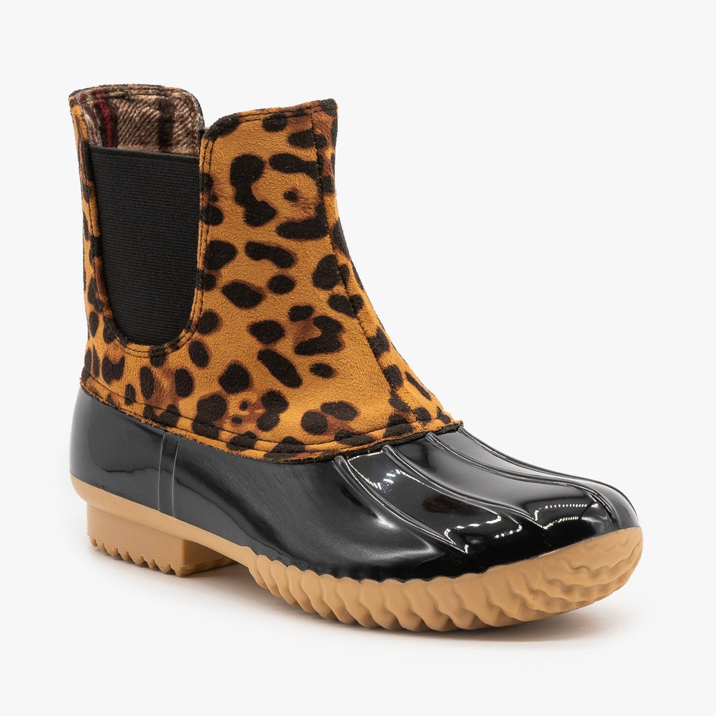 leopard duck boots