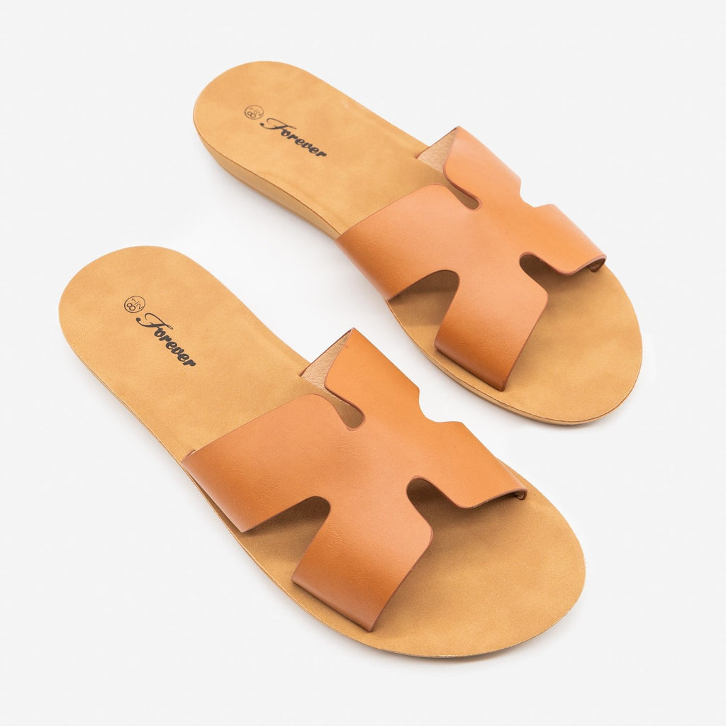 orange slip on sandals