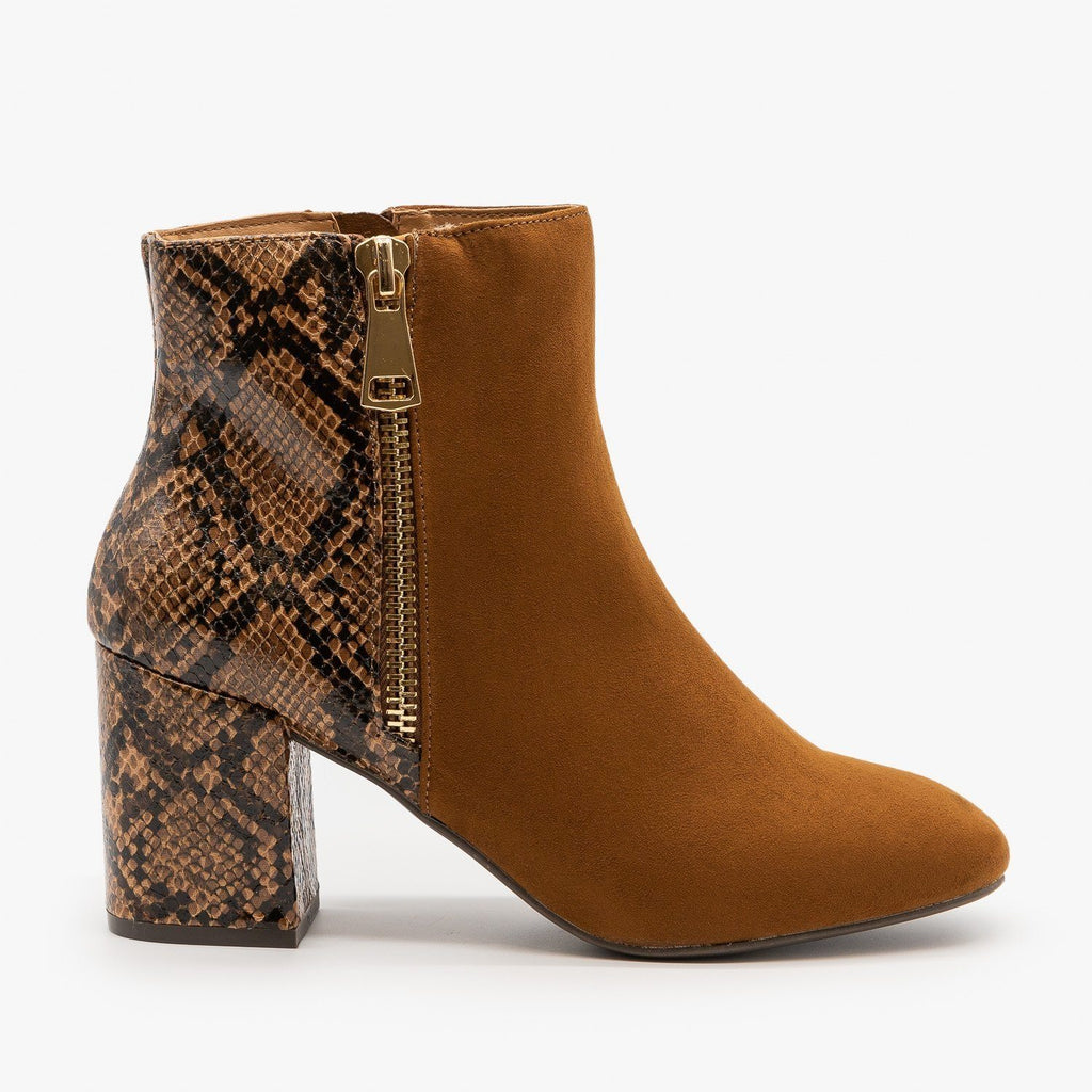 bamboo snakeskin booties