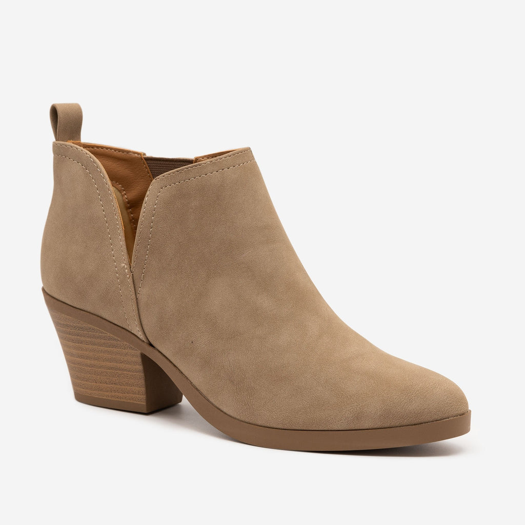 tan booties with heel