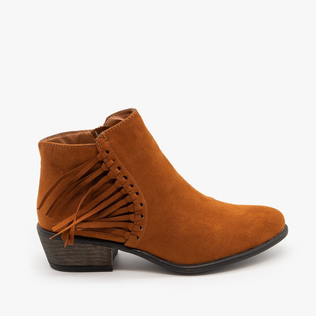 womens fringe booties