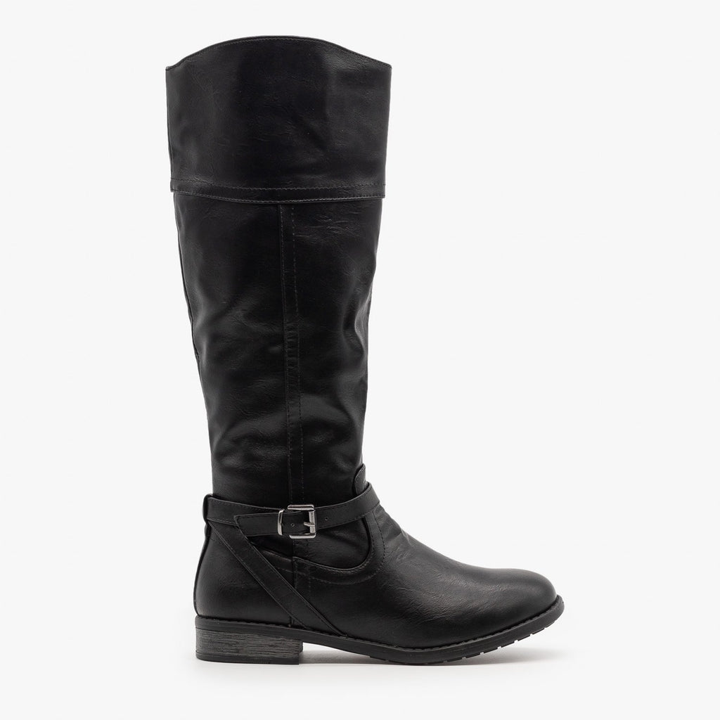 wide calf leather riding boots