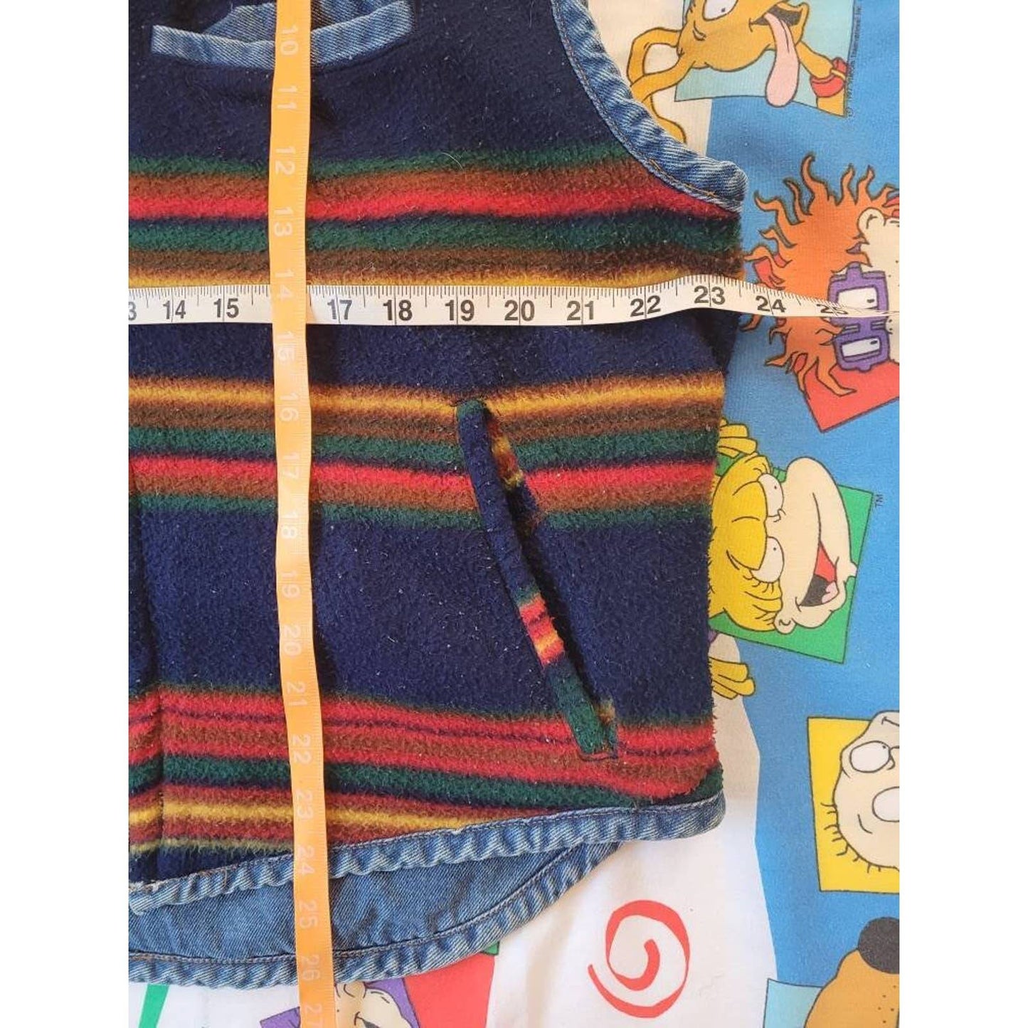 Vtg Bugle Boy reversible Hombre Fleece lined Denim vest sz LG