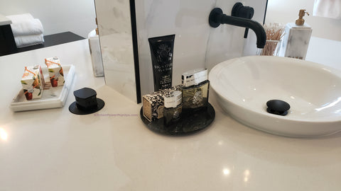 Pop up outlet in bathroom countertop