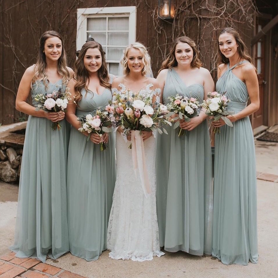 green gray bridesmaid dresses