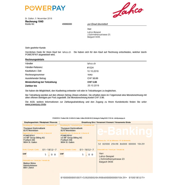 Lahco Powerpay Rechnung