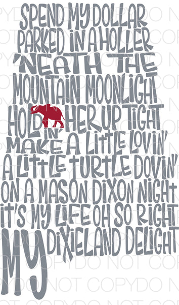 Dixieland Delight Gray - Dye Sub Heat Transfer Sheet